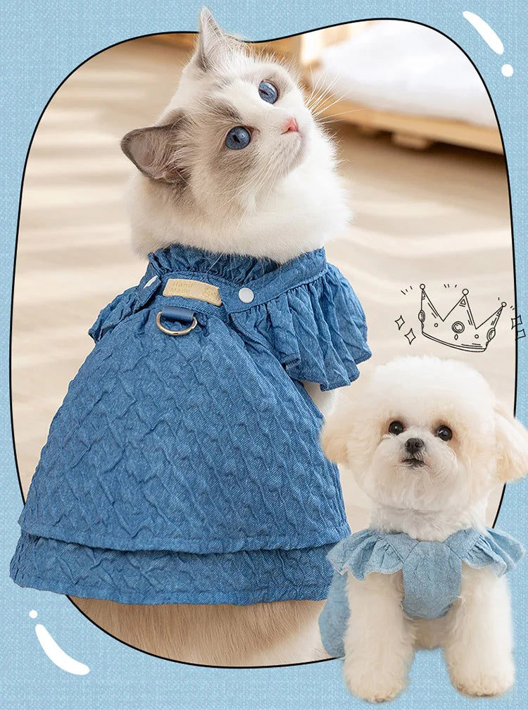 Denim Dog Dress with Leash Ring (Spring/Summer) 💙🐾