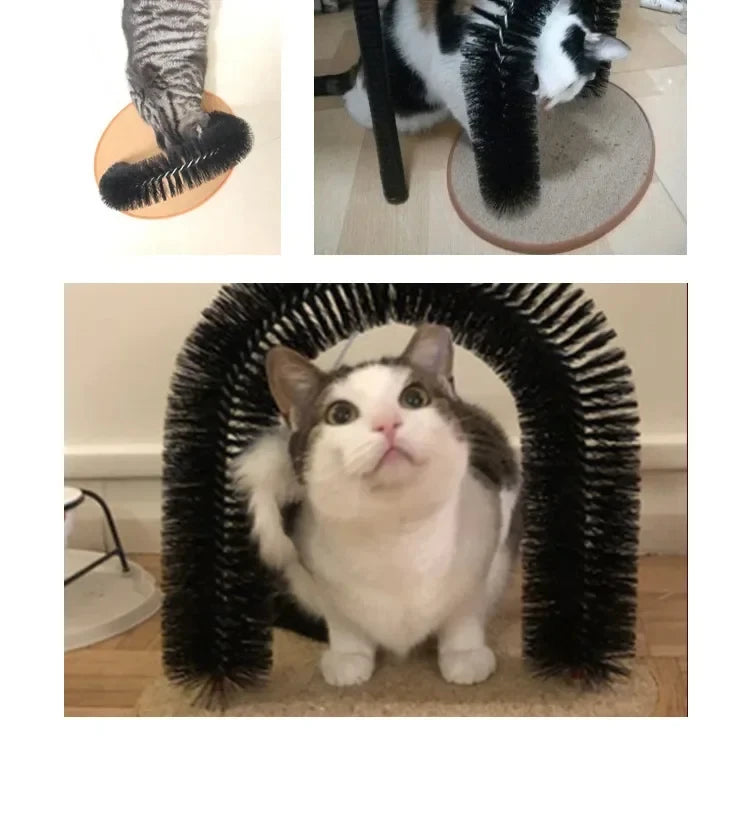 Self-Grooming Cat Arch with Scratching Base