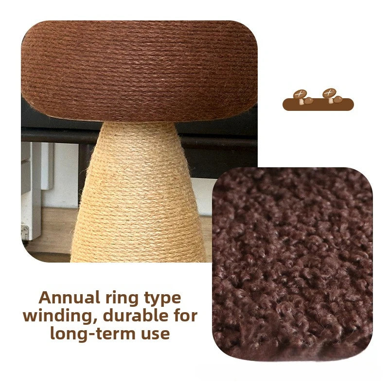 Mushroom Sisal Cat Scratching Post & Board – Vertical Scratch Pad, Durable Non-Shed Cat Scratcher