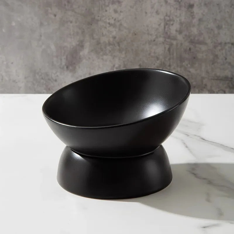 Japanese-Style Elevated Ceramic Double Cat Bowl