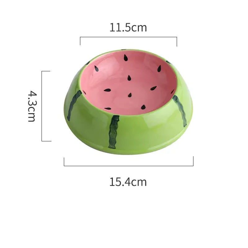 Fruit-Inspired Ceramic Cat Bowl