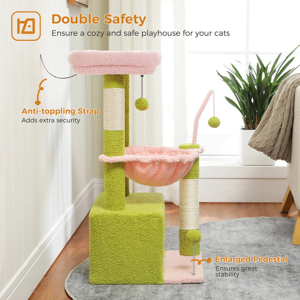 Compact 4-in-1 Climbing & Rest Tower for Indoor Cats