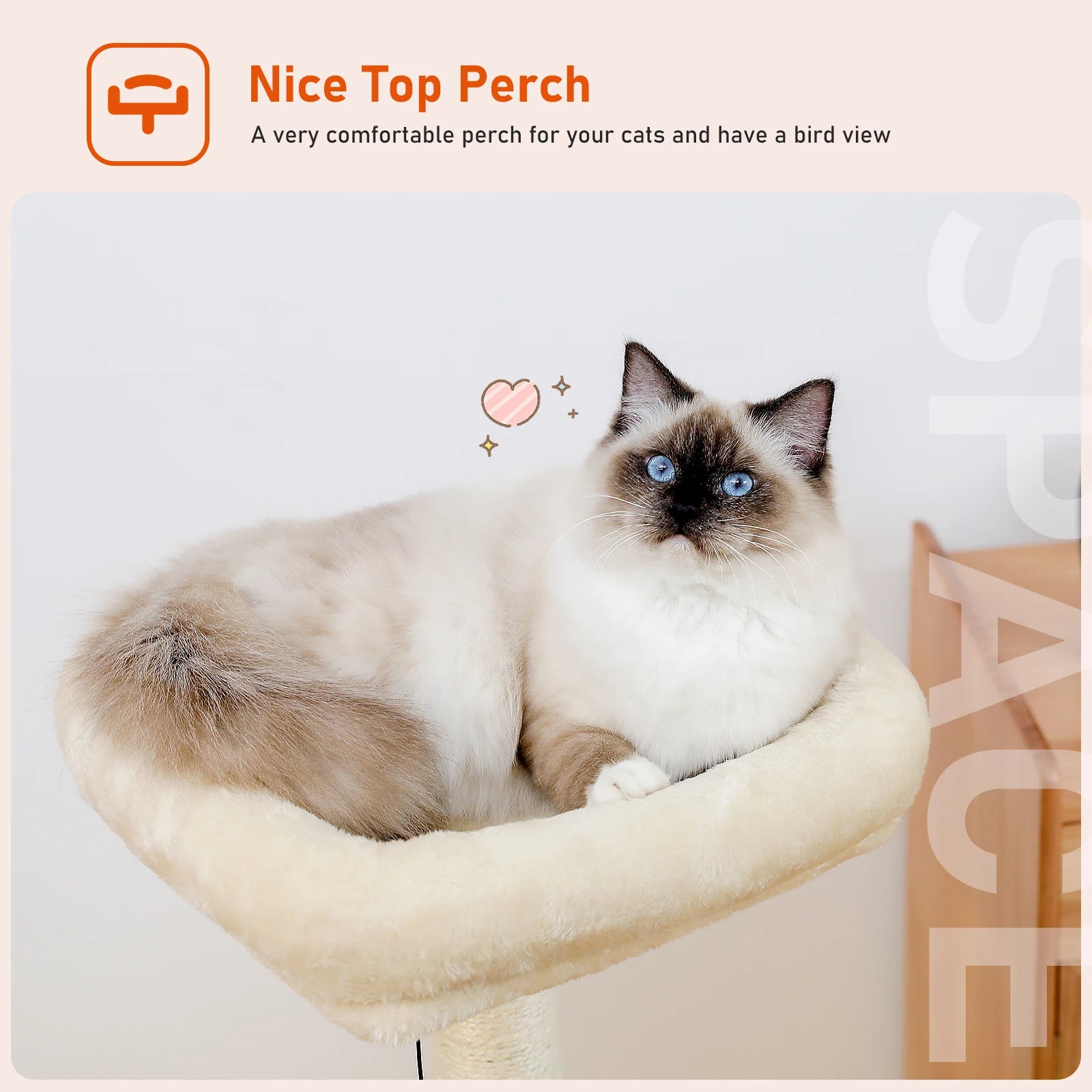 Modern Wooden Cat Tree with Condo, Hammock & Scratching Posts for Indoor Cats