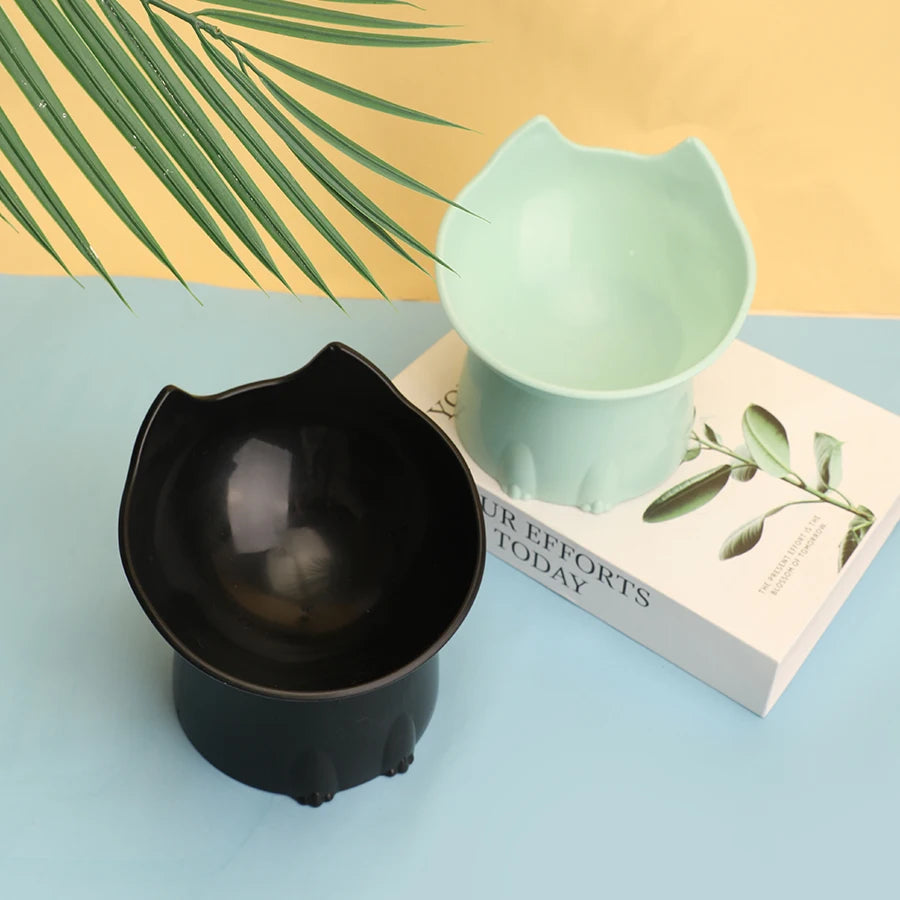 Elevated Whisker-Friendly Cat Bowl with Anti-Tip Base