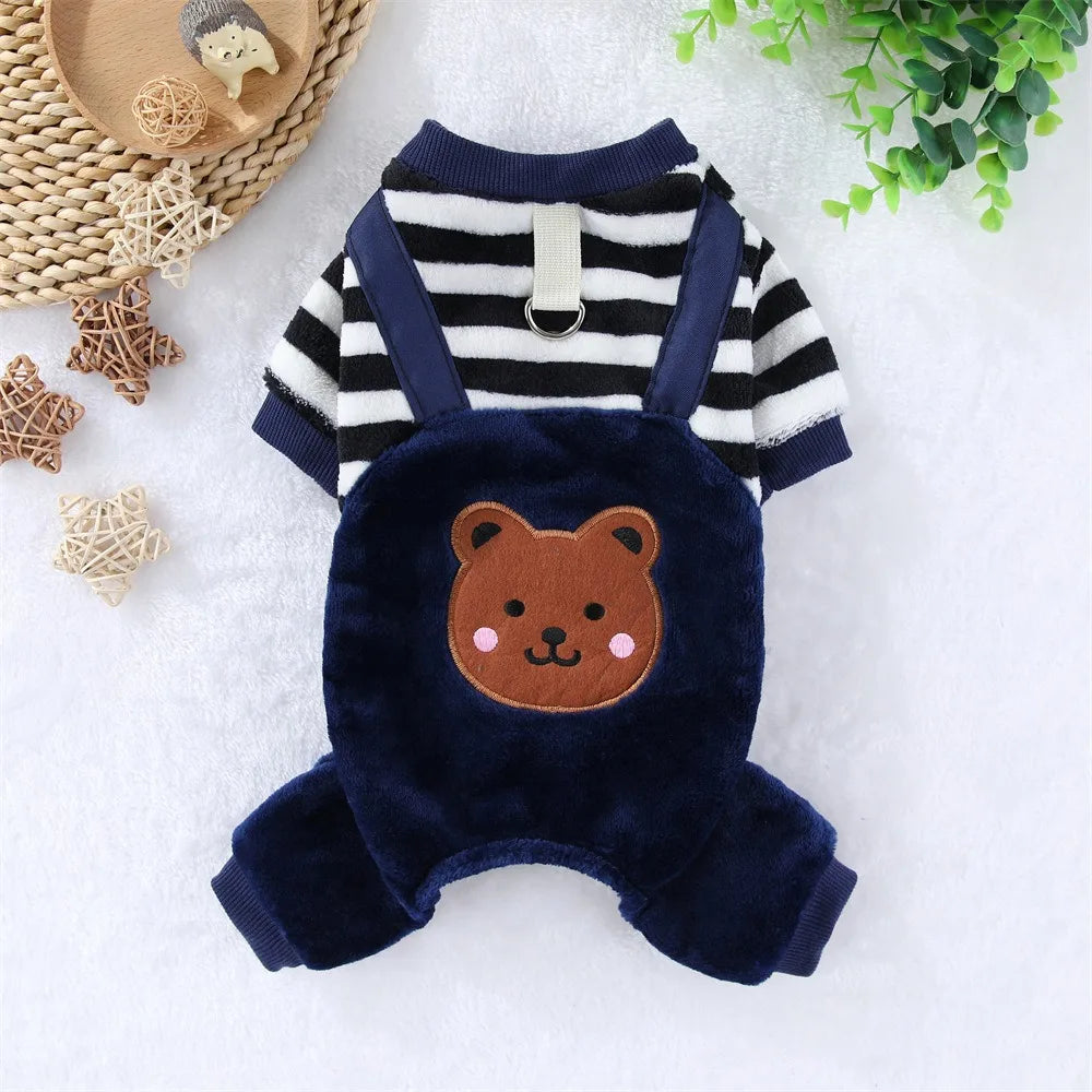 Cozy Bear Stripe Pet Jumpsuit