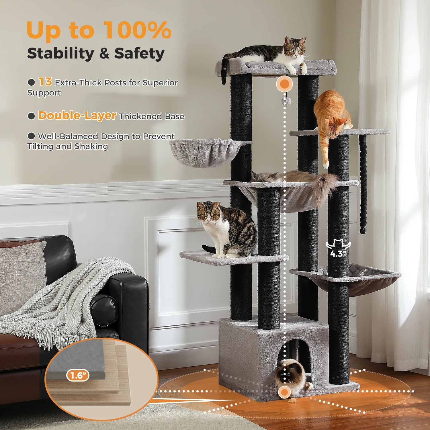 Extra-Large Climbing Tower for Big & Multi-Cat Homes