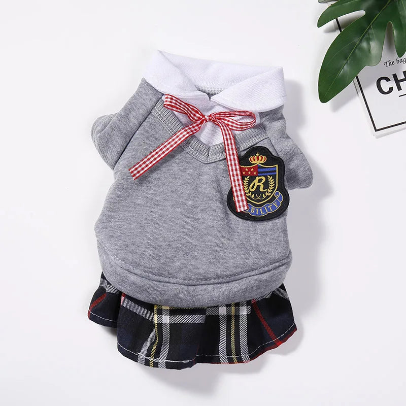 Couple Pet School Uniform Outfit (Shirt + Skirt) 🐾🎀