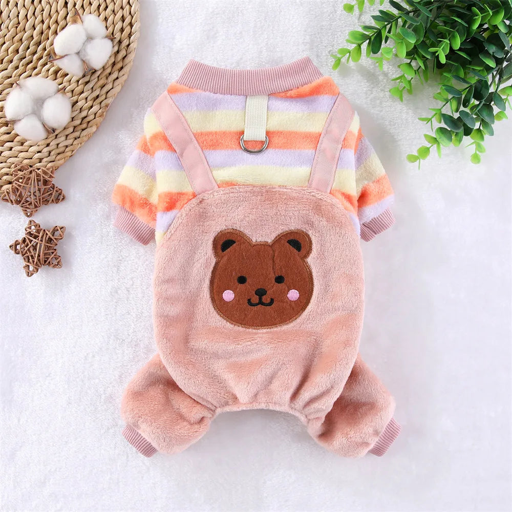 Cozy Bear Stripe Pet Jumpsuit