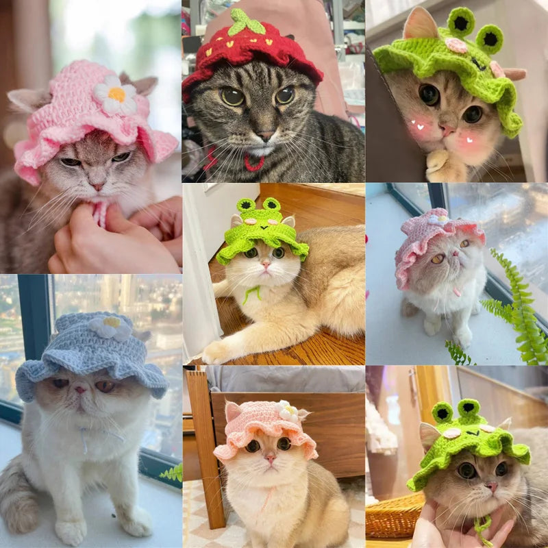 Cute Knit Cat & Dog Photo Hat (S/M)