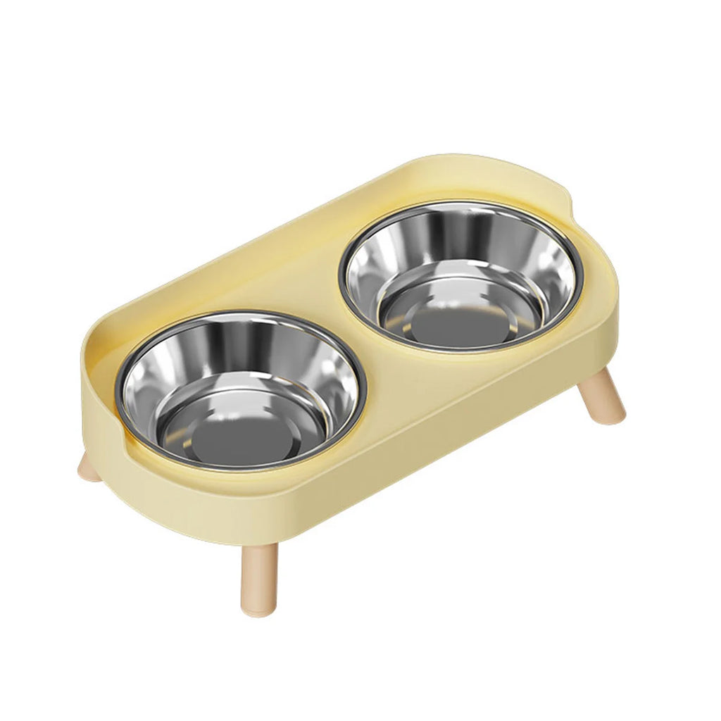 Colorful Elevated Double Pet Bowl with Stainless Steel Inserts