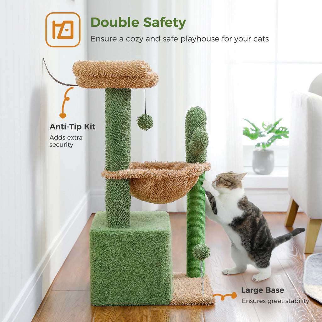 Compact 4-in-1 Climbing & Rest Tower for Indoor Cats