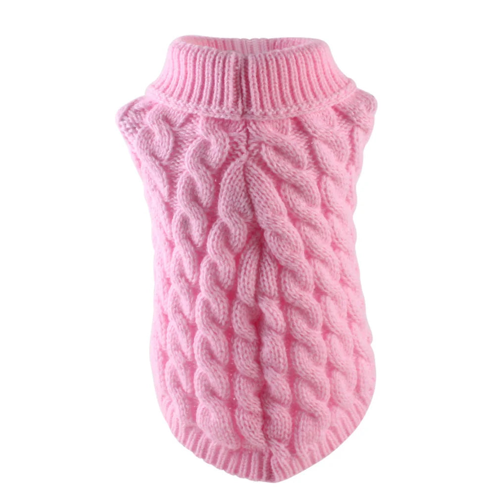 Warm Knit Dog Sweater for Small Dogs – Solid Color Pullover (XS–XXL)