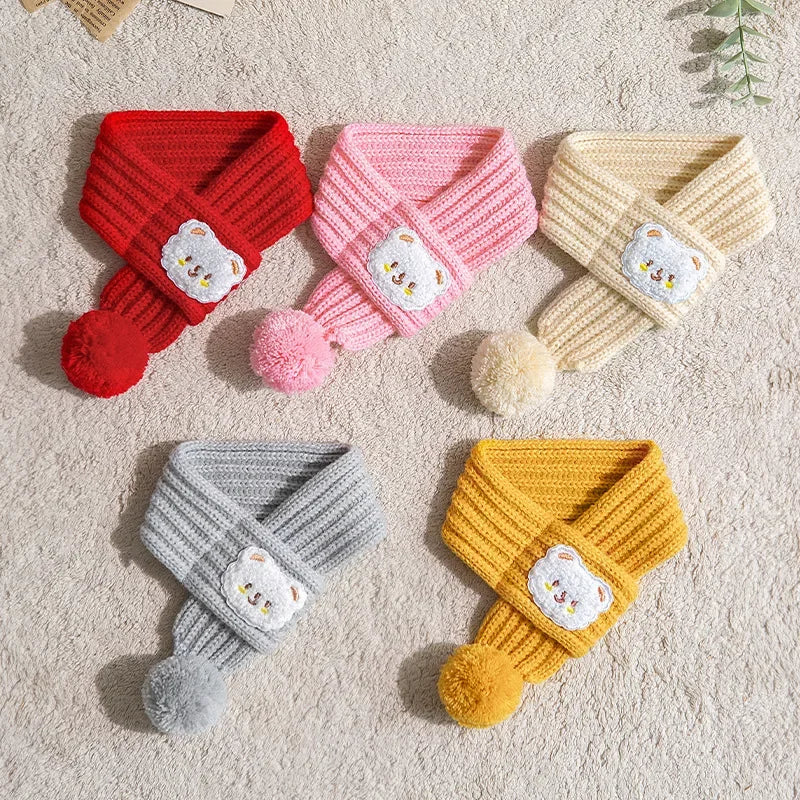 Cute Knit Pet Scarf Bandana with Pom-Pom ❄️🐾