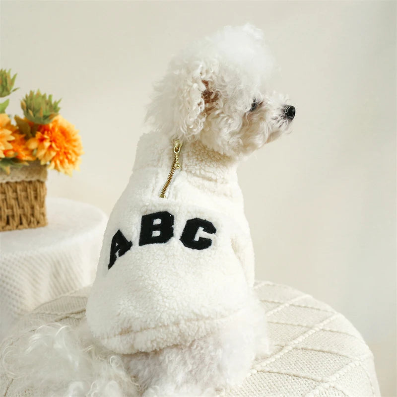 ABC Teddy Fleece Pet Pullover (Warm Half-Zip Sweater for Small Dogs & Cats) 🧸✨