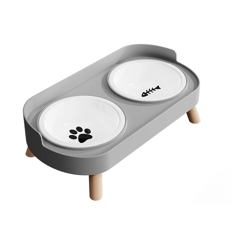Colorful Elevated Double Pet Bowl with Stainless Steel Inserts