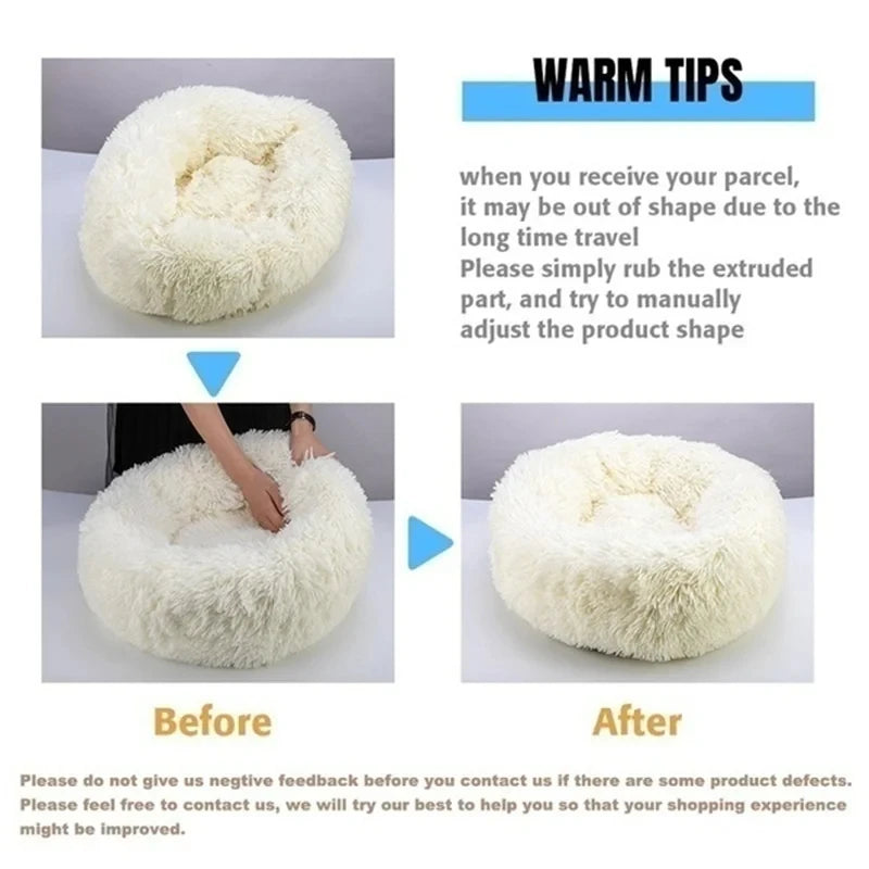 Ultra-Soft Calming Plush Pet Bed – Round, Washable Comfort Bed for Cats & Dogs