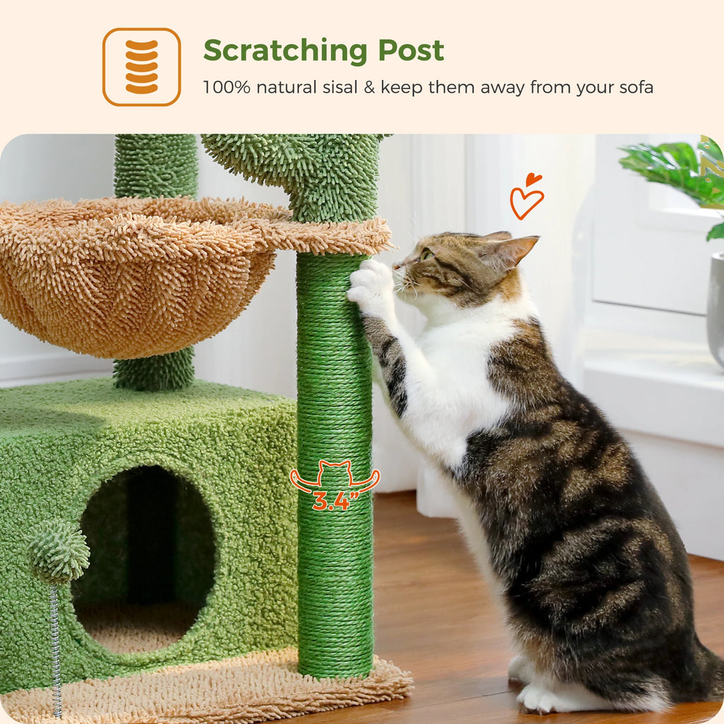 Compact 4-in-1 Climbing & Rest Tower for Indoor Cats