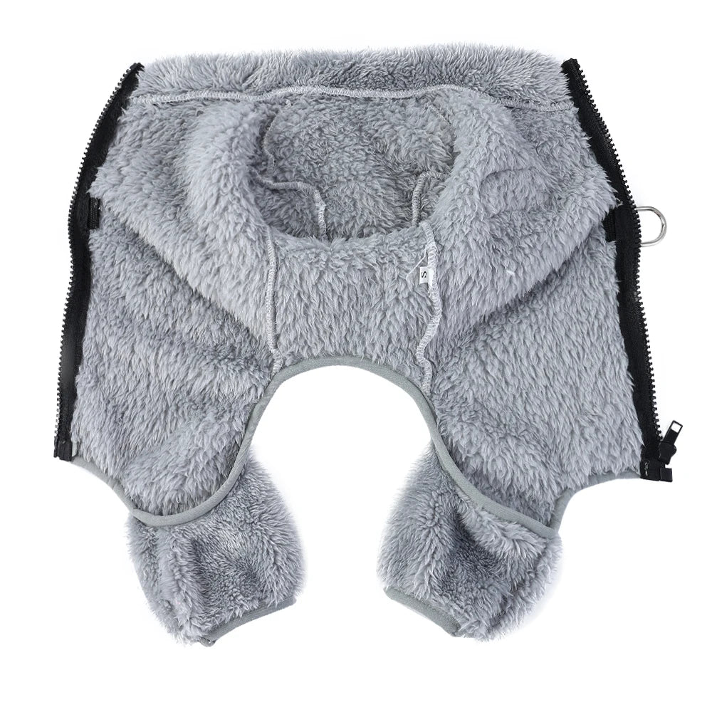 Winter Warm Fleece Dog & Cat Jumpsuit (Zipper + D-Ring)