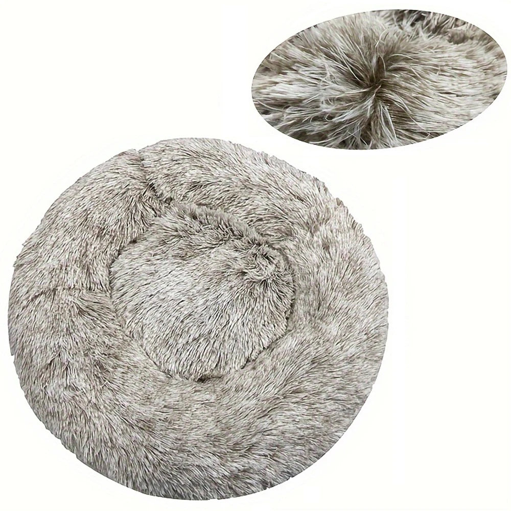 Ultra-Soft Calming Plush Pet Bed – Round, Washable Comfort Bed for Cats & Dogs