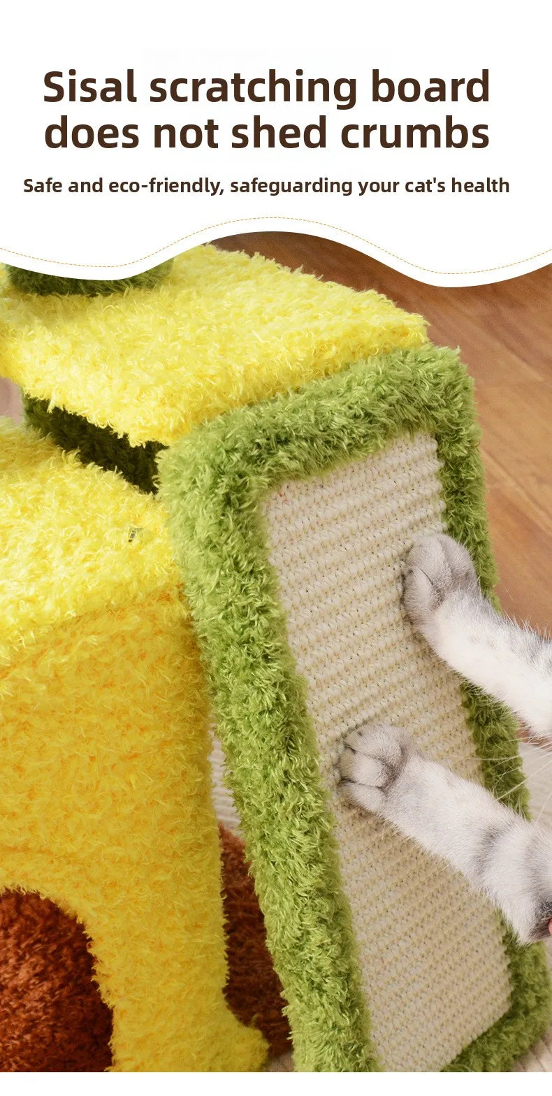Sunflower Cat Tree Tower – Plush Velvet Cat Condo, Cozy Nest, Scratch Post & Flower Perch