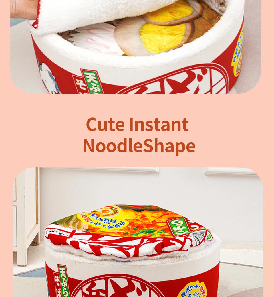 Cozy Noodle Cup Pet Bed – Plush Nest House for Cats & Small Dogs