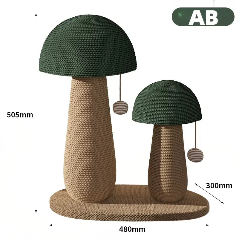 Mushroom Sisal Cat Scratching Post & Board – Vertical Scratch Pad, Durable Non-Shed Cat Scratcher