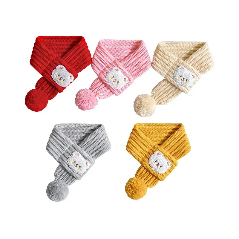 Cute Knit Pet Scarf Bandana with Pom-Pom ❄️🐾