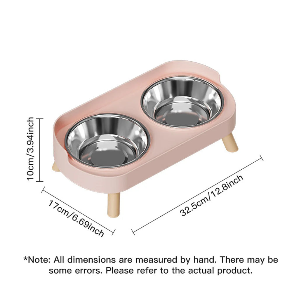 Colorful Elevated Double Pet Bowl with Stainless Steel Inserts