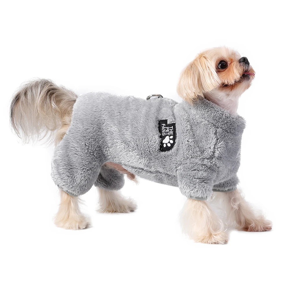 Winter Warm Fleece Dog & Cat Jumpsuit (Zipper + D-Ring)