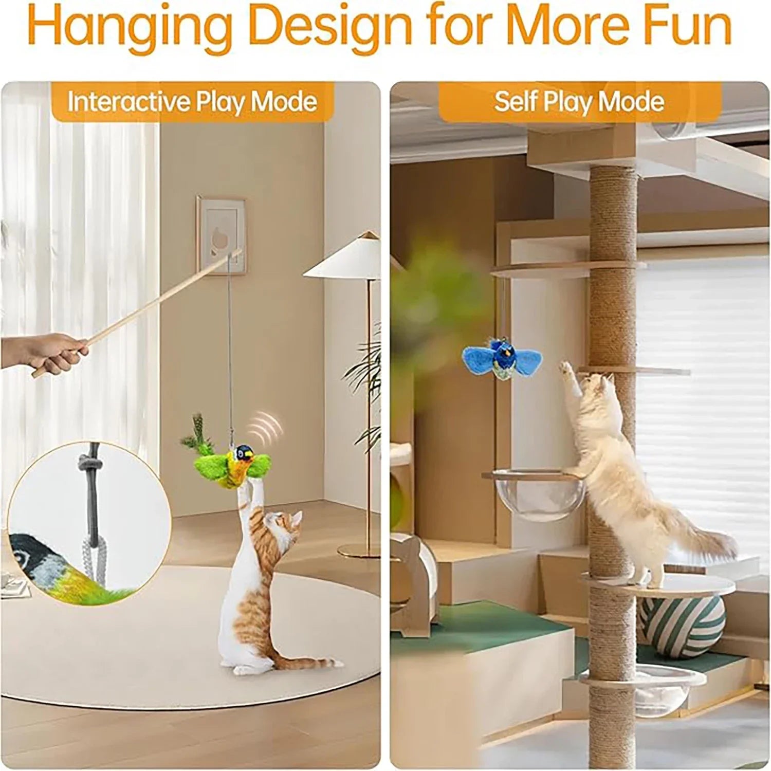 Chirpy Bird Interactive Cat Toy (Touch-Activated)