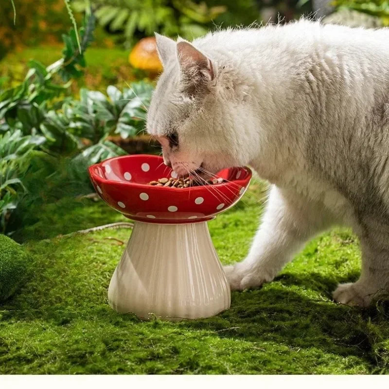 Mushroom-Shaped Elevated Cat Bowl