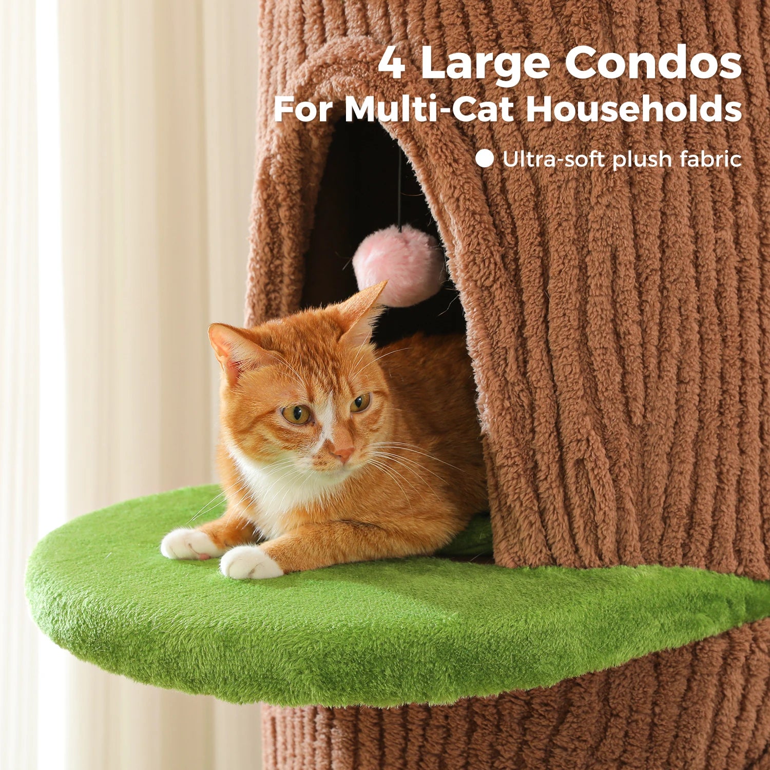 Forest Cat Tree Tower (4 Condos + Flower Top Bed + Thick Scratcher)