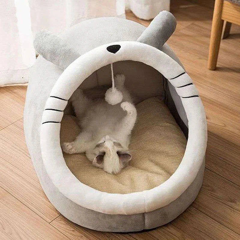 Snuggle Tunnel Pet Cave – Plush Cozy Bed for Cats & Small Dogs