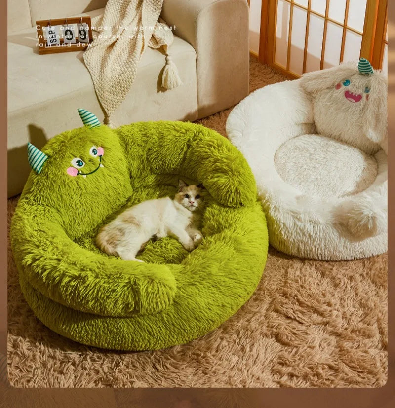 Green Monster Plush Pet Bed (Warm Washable Nest for Dogs & Cats) 👾💚