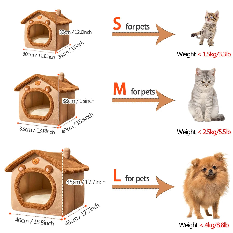 Cozy Haven Pet Cave House – Soft Plush Retreat for Cats & Small Dogs
