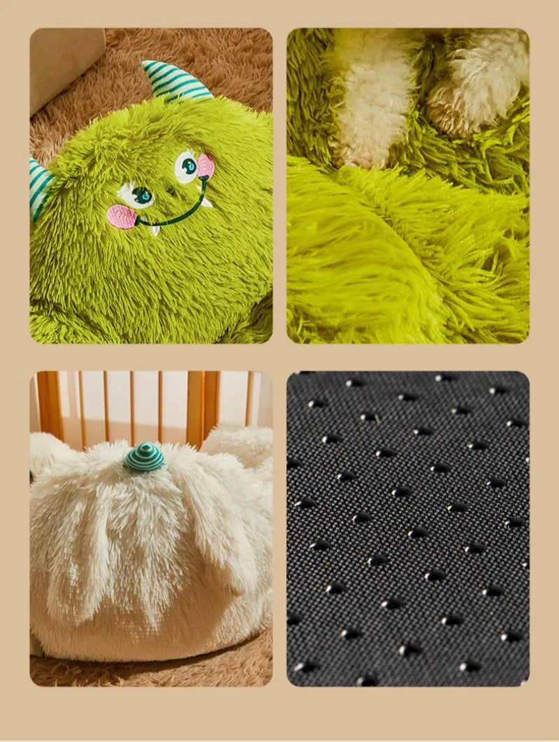 Green Monster Plush Pet Bed (Warm Washable Nest for Dogs & Cats) 👾💚