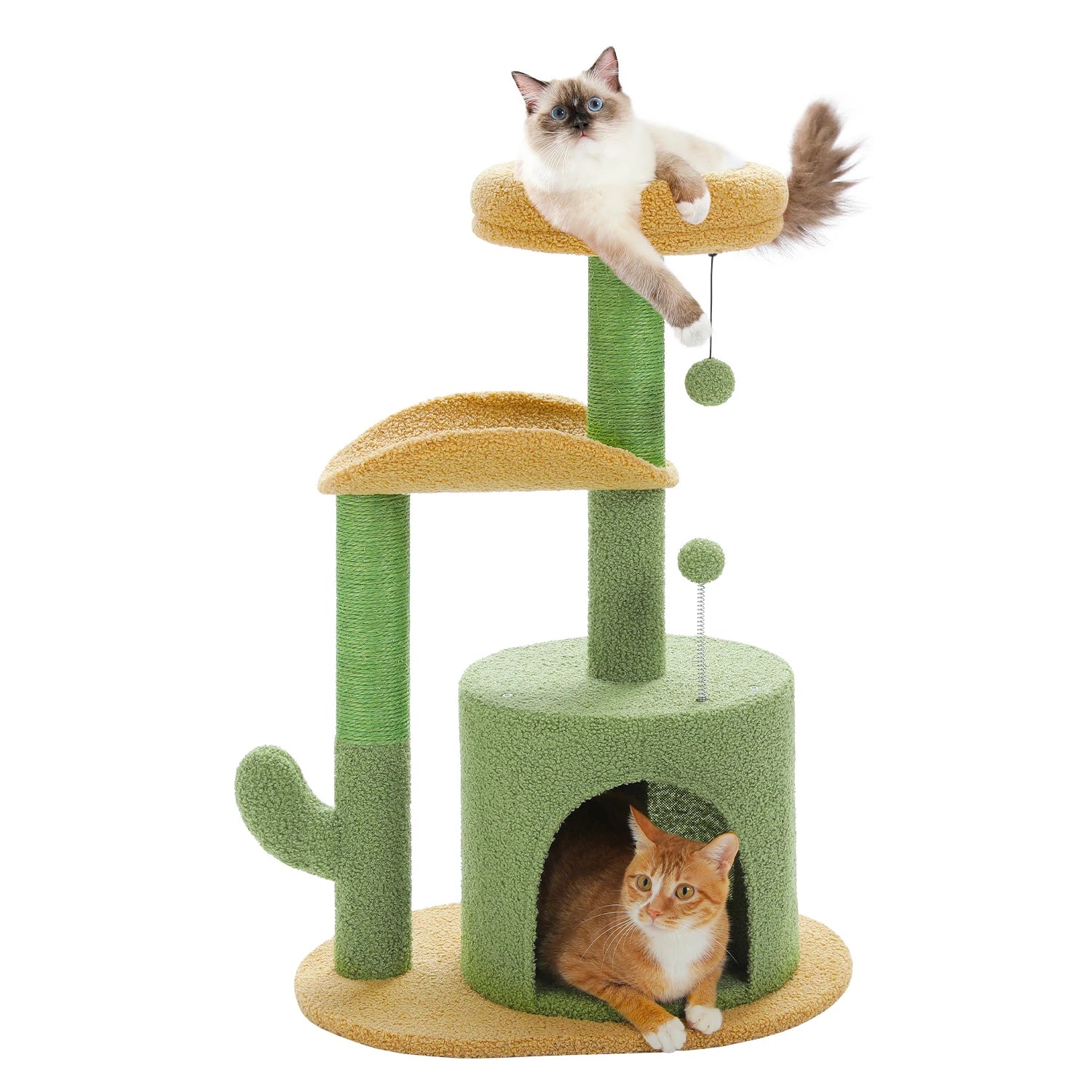 Flower Cat Tree Tower (84cm) – Condo, Sisal Scratching Posts, Plush Perches & Hanging Balls