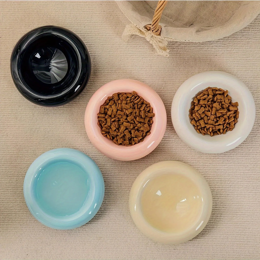 Donut-Shape Ceramic Cat Bowl