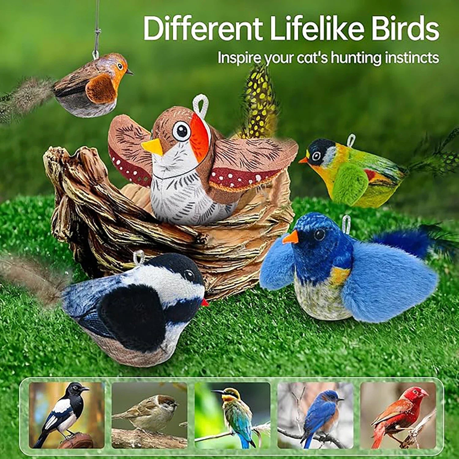 Chirpy Bird Interactive Cat Toy (Touch-Activated)