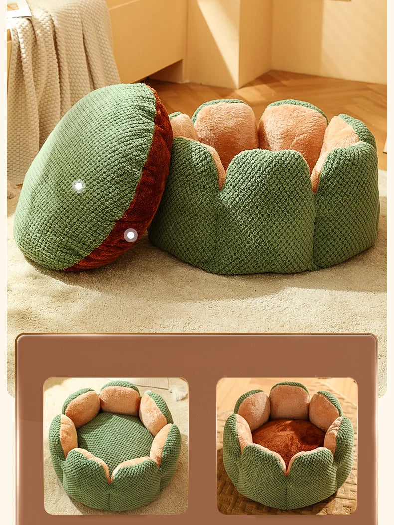 Cactus Flower Cat Bed (Plush Pet Nest for Cozy Naps) 🌵🌸🐱