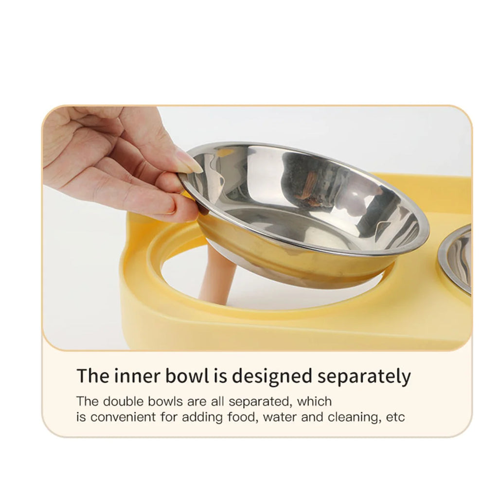 Colorful Elevated Double Pet Bowl with Stainless Steel Inserts