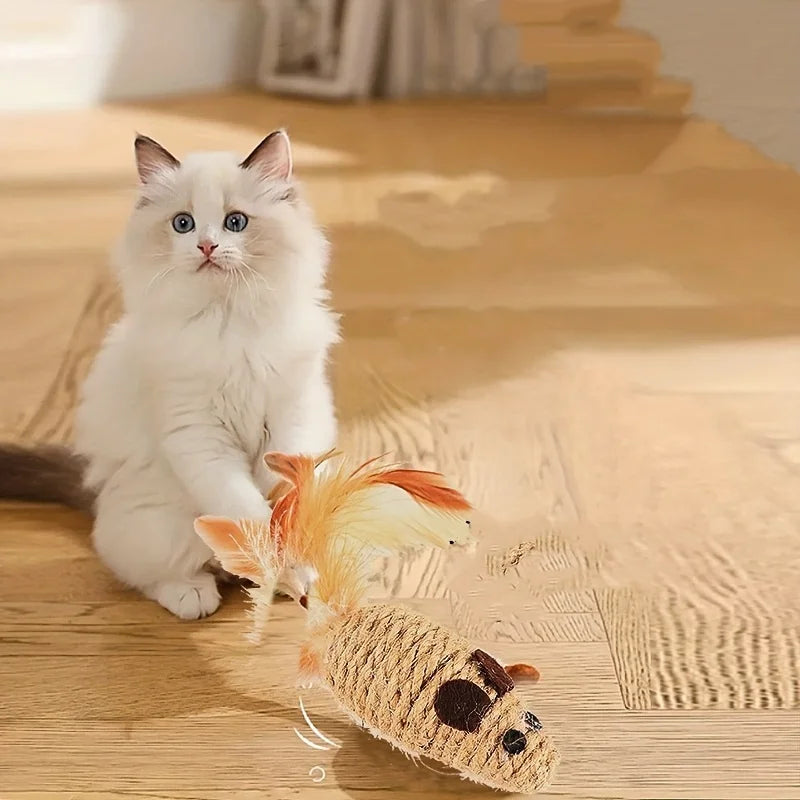 🐭Sisal Mouse Cat Toys (1–4pcs Set)