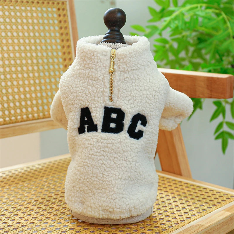 ABC Teddy Fleece Pet Pullover (Warm Half-Zip Sweater for Small Dogs & Cats) 🧸✨