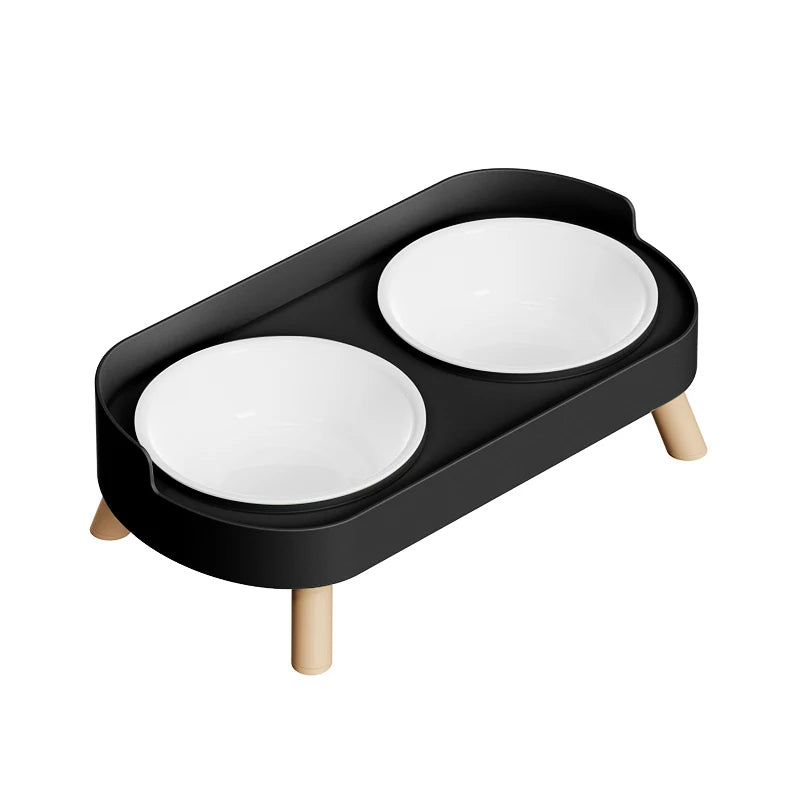 Colorful Elevated Double Pet Bowl with Stainless Steel Inserts