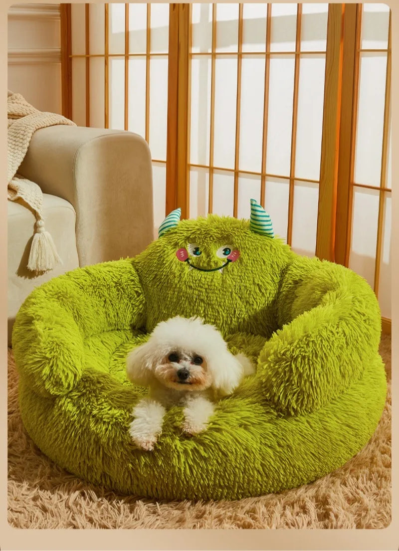 Green Monster Plush Pet Bed (Warm Washable Nest for Dogs & Cats) 👾💚