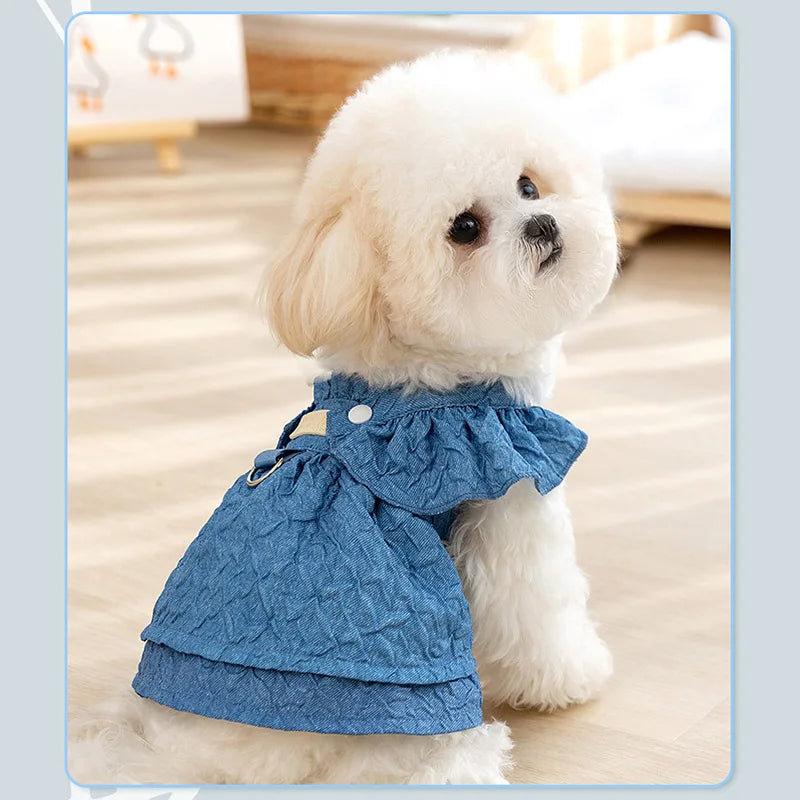 Denim Dog Dress with Leash Ring (Spring/Summer) 💙🐾
