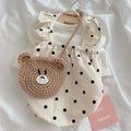 Polka Dot Summer Pet Dress with Bear Bag 🐻🖤