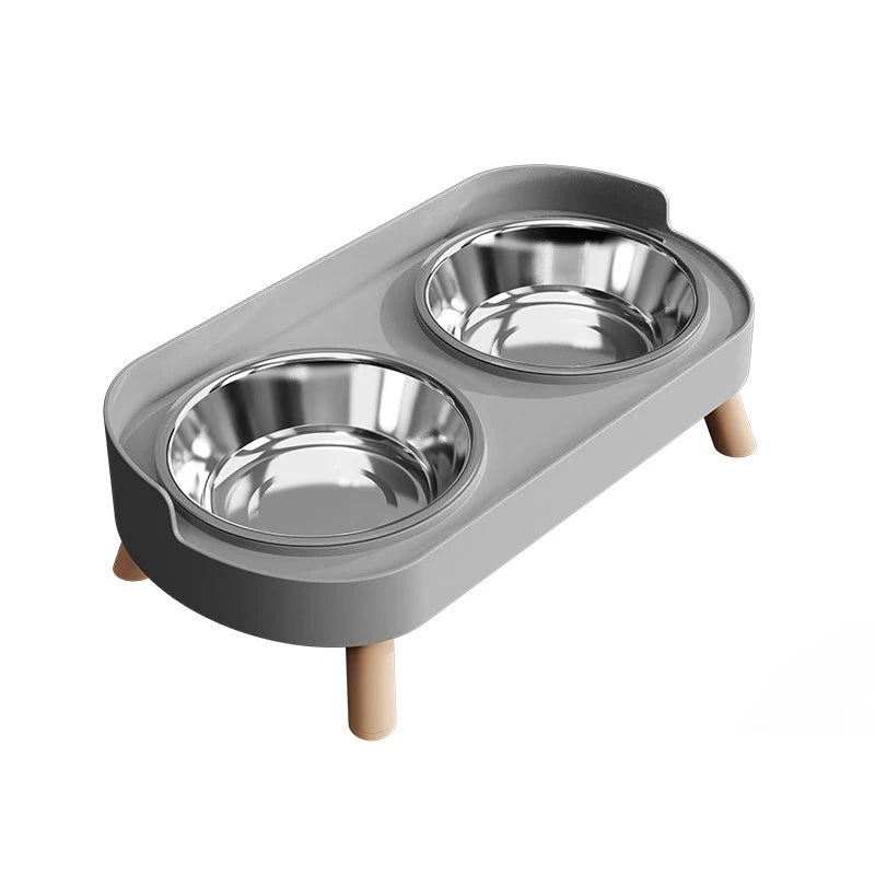 Colorful Elevated Double Pet Bowl with Stainless Steel Inserts