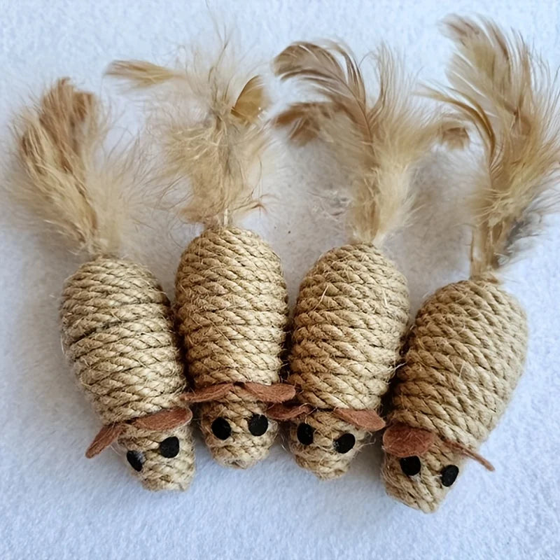 🐭Sisal Mouse Cat Toys (1–4pcs Set)