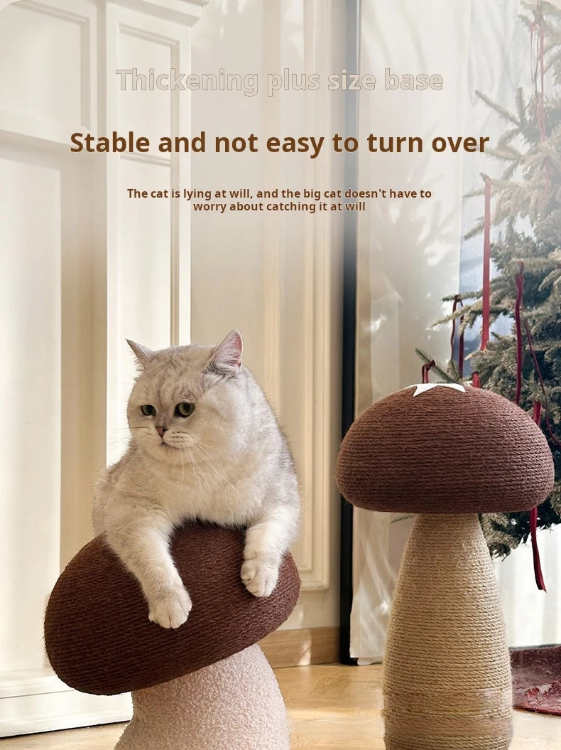 Mushroom Sisal Cat Scratching Post & Board – Vertical Scratch Pad, Durable Non-Shed Cat Scratcher